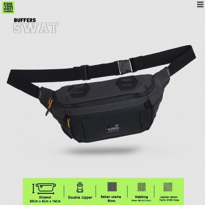 Tas Waistbag Pria Buffers - Black