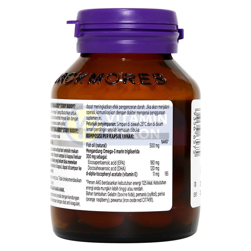 It34 BLACKMORES KIDS STUDY BUDDY - 30 CAPS | Minyak Ikan Anak, Vitamin Omega 3, DHA, EPA Hemat