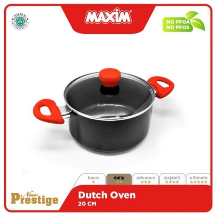 Maxim Panci Teflon 20Cm + Tutup Kaca New Prestige / Sauce Pot Teflon