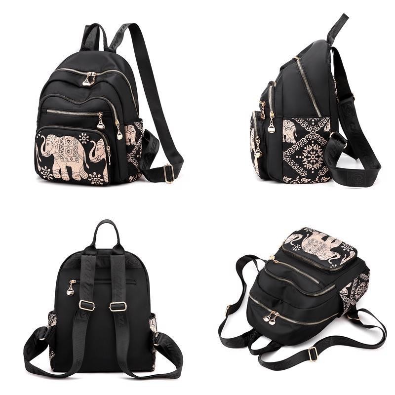 Tas Ransel Kain Oxford Kapasitas Besar, Tas Punggung Kanvas Motif Etnik