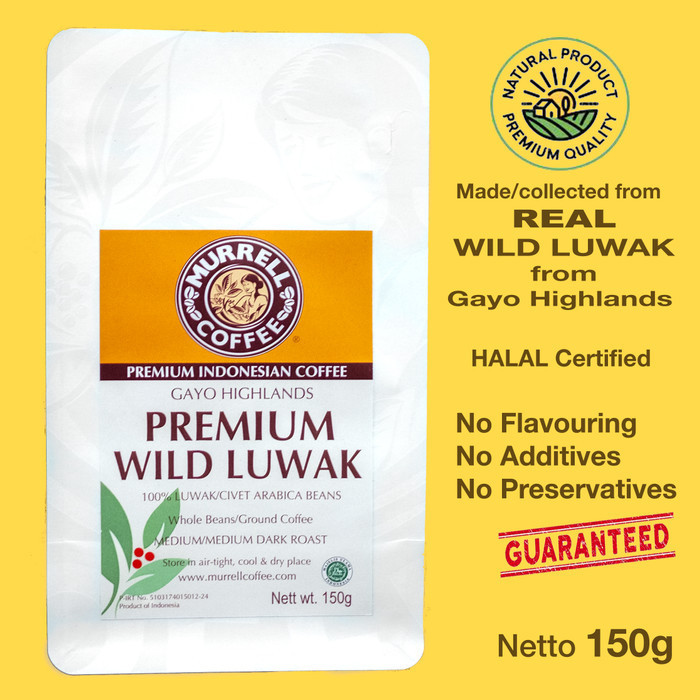 

Premium Wild Luwak 150Gr Kopi Arabica Specialty Premium Murrell Coffee