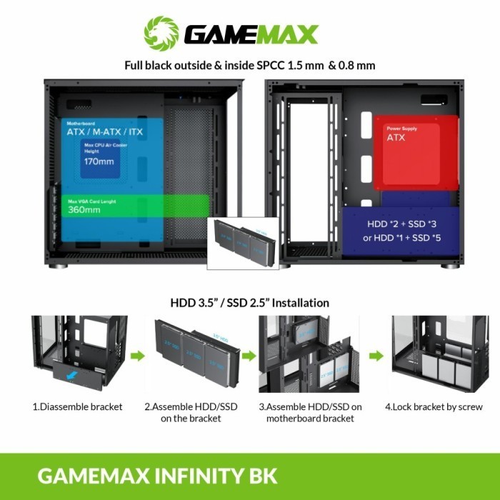 Gamemax Infinity Casing Komputer Atx - Pc Case Atx