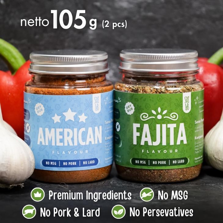 

lb Bundle American & Fajita Dry Rub SpiceLab | Bumbu Kering Serbaguna | Bumbu Rendah Kalori | Bumbu Marinasi NO MSG, No Pork, No Lard