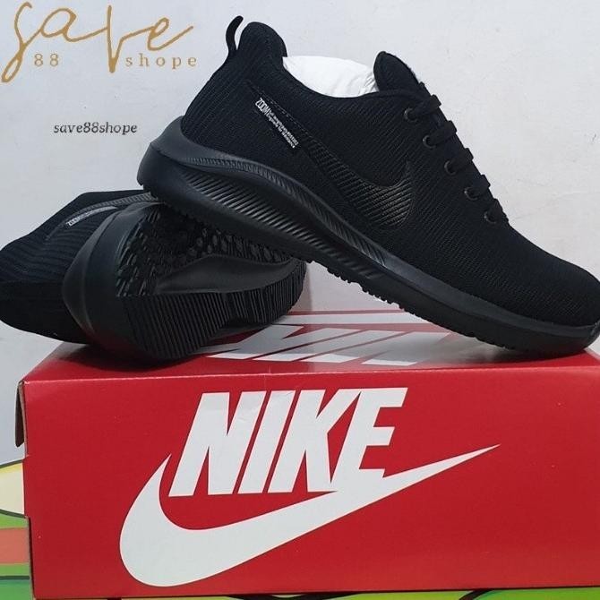 SEPATU SNEAKERS KETS SEKOLAH OLAHRAGA HITAM FULL PRIA WANITA COWOK