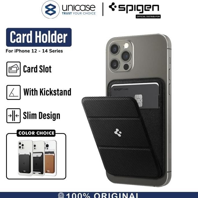 

Card Holder Stand Magnet iPhone 12 Spigen Magsafe Dompet Kartu Kulit