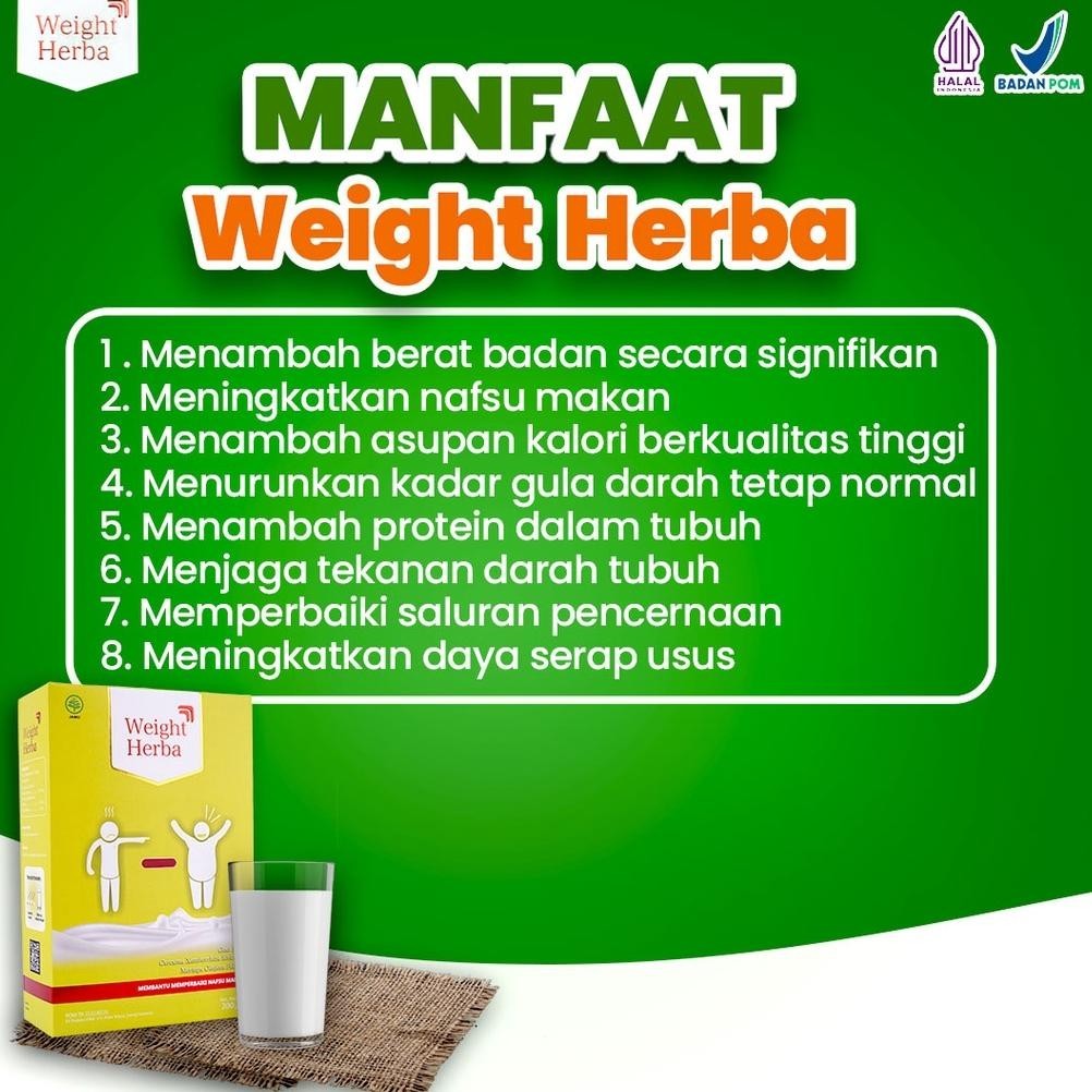 

Weight Herba - Susu Penambah Nafsu Makan & Berat Badan Penurun Kadar Gula Darah Naikkan BB Menambah Protein Tubuh Isi 200gr BS