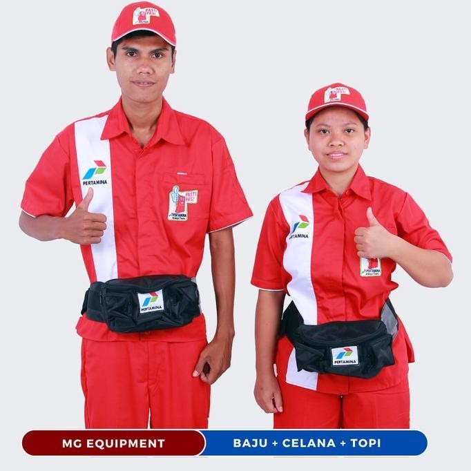 Seragam Kerja Pertamina Staf Office Boy + Topi | Baju Ob Spbu