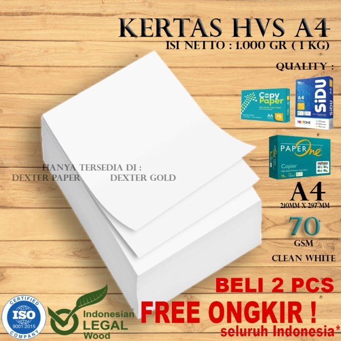 

Kertas A4 70gr / Kertas HVS A4 70 gsm isi netto 1kg (1000 gram)