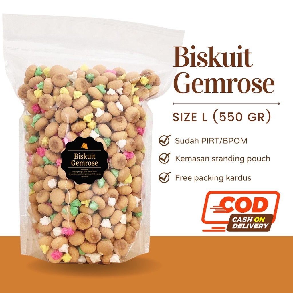 

[DELISH SNACKS] Biskuit Gemrose (L) 550gr / Snack Cemilan / Gem Rose Kue Monas Kembang Gula