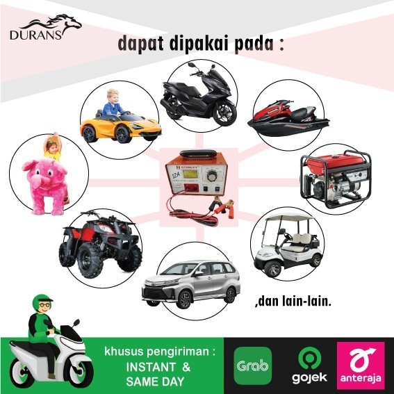 Baterai Charger Aki 12A Stanley I Mesin Cas Aki Imotor Mobil,Dll Travo