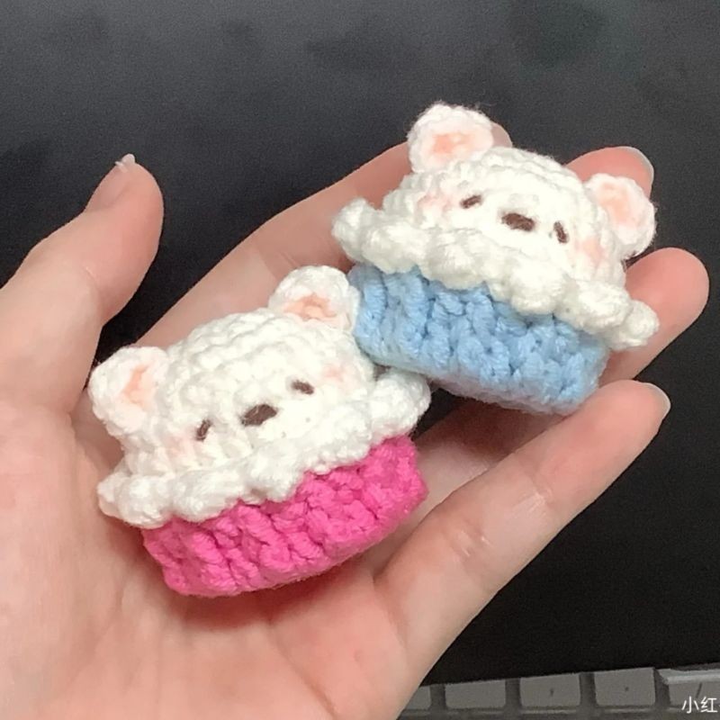 [READY STOCK] gantungan kunci rajut cupcake beruang • amigurumi cupcake beruang rajut • gantungan ku