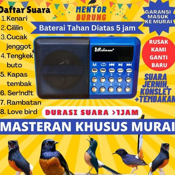 Mainan Burung / Speaker Mp3 Masteran Khusus Burung Murai Batu Air Jernih Berjeda Ori