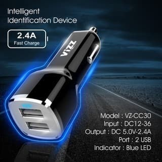 Charger Saver Mobil Cas Mobil Vizz CC30 2USb 2.4A Fast Charger