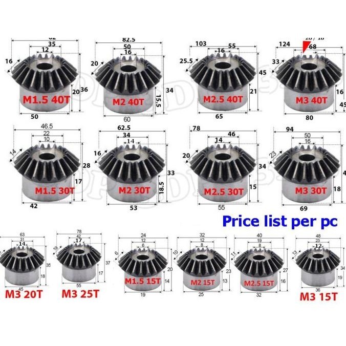 Bevel Gear 90 Deg L Kualitas Premium