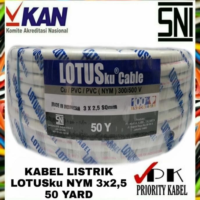 Kabel Listrik Kawat LOTUSku NYM 3x2,5 3x2.5 50 Yard (50Y)