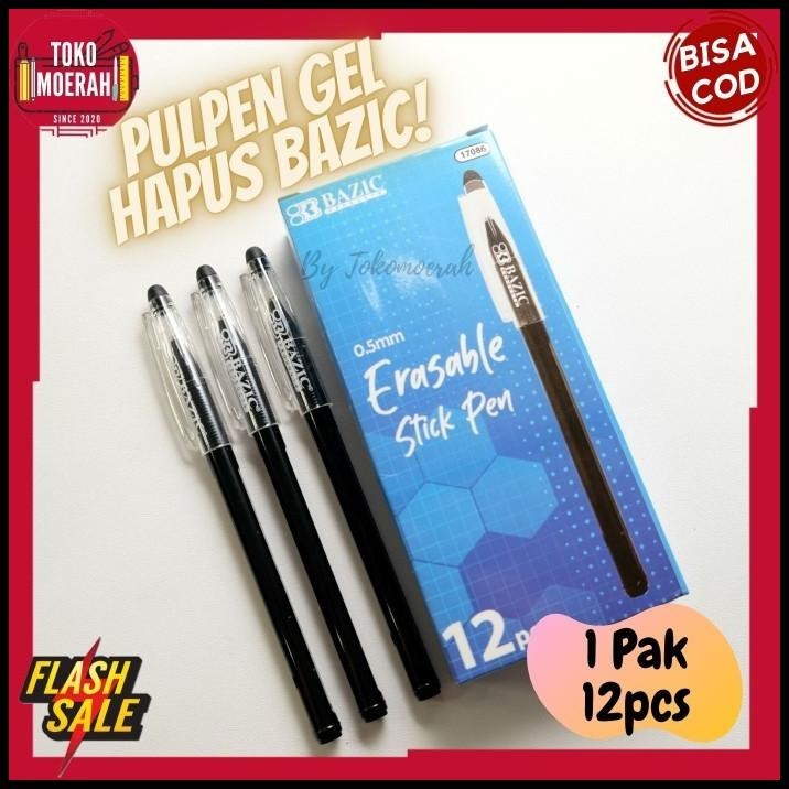 

TERBARU PEN HAPUS BAZIC GEL STANDAR PULPEN MURAH 12PCS UNIK PULPEN ERASEABLE !!