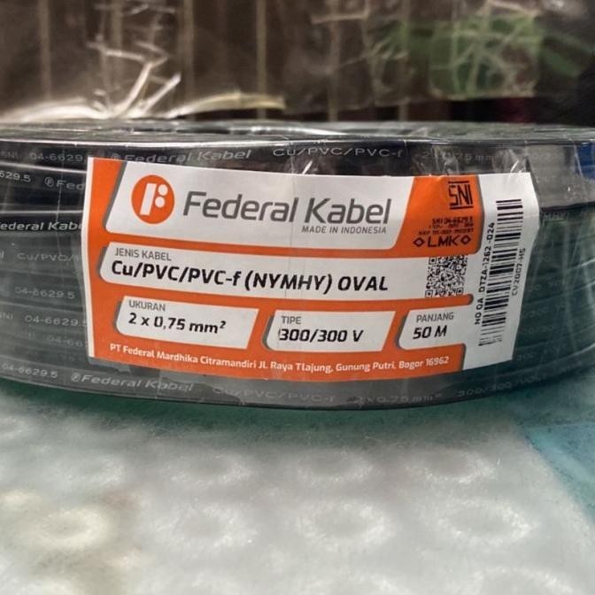 Kabel Listrik Serabut Oval NYYHY 2x0,75 2x0.75 Federal