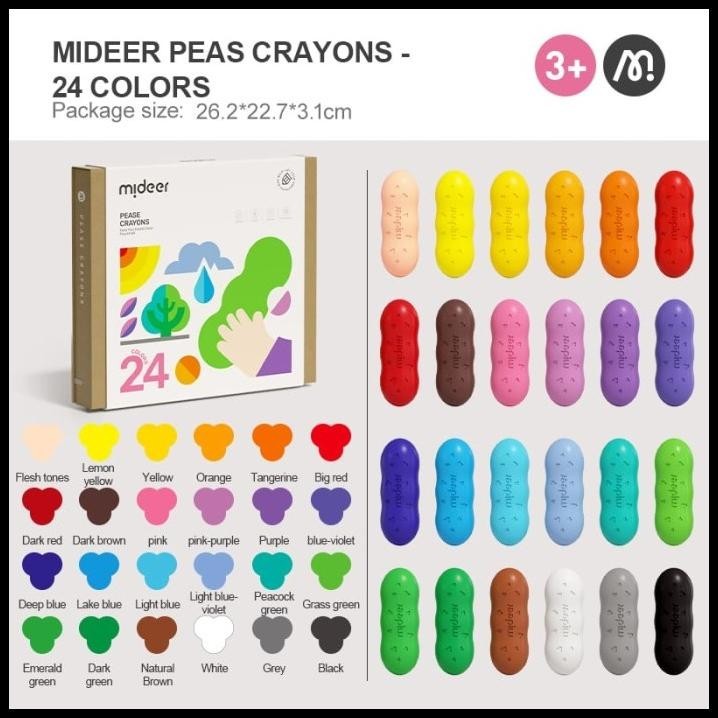 

TERBARU MIDEER BEESWAX PEAS CRAYON 24PC NON TOXIC CRAYON AMAN ANAK !!!!!