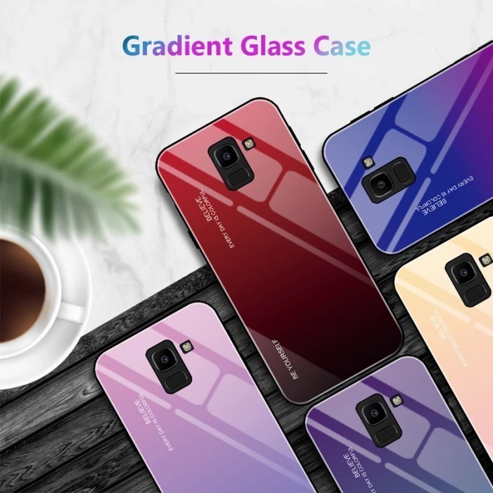 Gradient Glass Case Samsung Galaxy A8 Plus A8Plus 2018 Casing HP