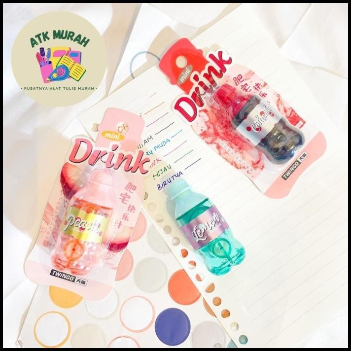 

HOT DEAL CORRECTION TAPE TWINGGO MINI DRINK TG-B333 TIPEX TIP X BENTUK MINUMAN !!!