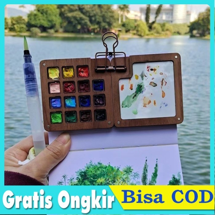 

Ready oke] Wooden Painting Palette Color Disk Rectangle Kayu Palet Cat