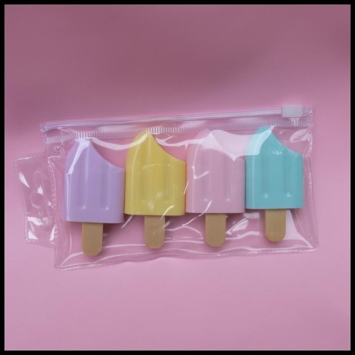 

BEST DEAL HIGHLIGHTER 1 SET ISI 4 PCS ES KRIM STIK FREE POUCH BENING ICE CREAM