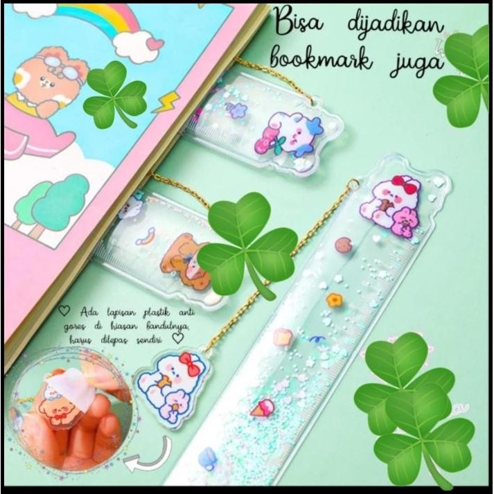 

TERBARU PENGGARIS PLASTIK RULER 15 CM BOOKMARK MOTIF QUICKSAND GLITTER !!!!!