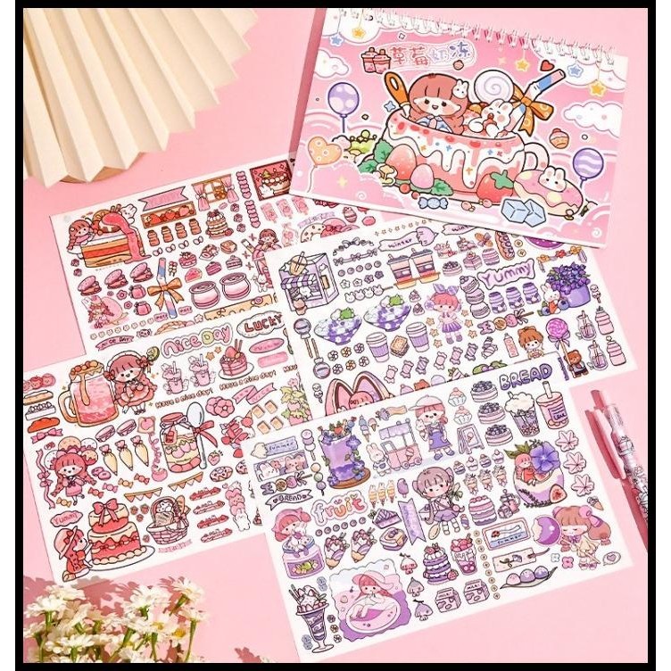 

DISKON FREE 2 LEMBAR STICKER WASHI UKURAN A5 BUKU STICKER BINDER RING 2 SISI !!
