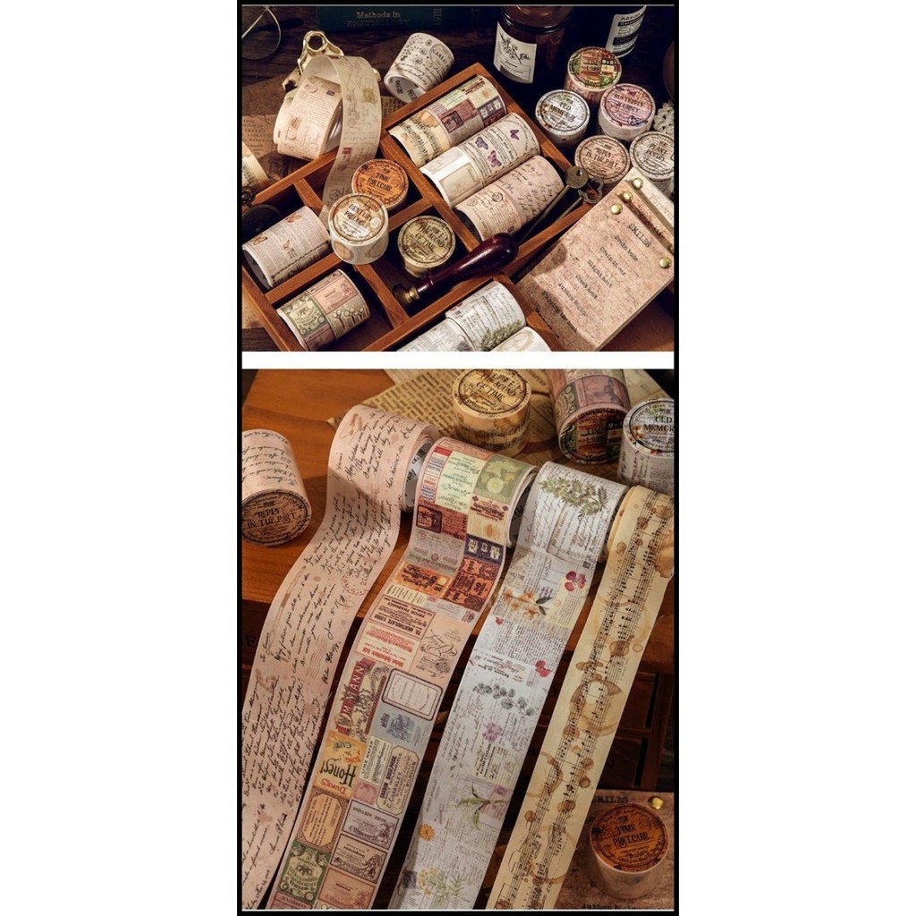 

DISKON WASHITAPE MASKING TAPE SELOTIP KERTAS WASHI MOTIF CLASSIC RETRO VINTAG