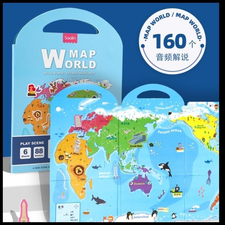 

HOT DEAL SAALIN WORLD MAP STICKER TRAVEL MAP WITH REUSABLE STICKER !!