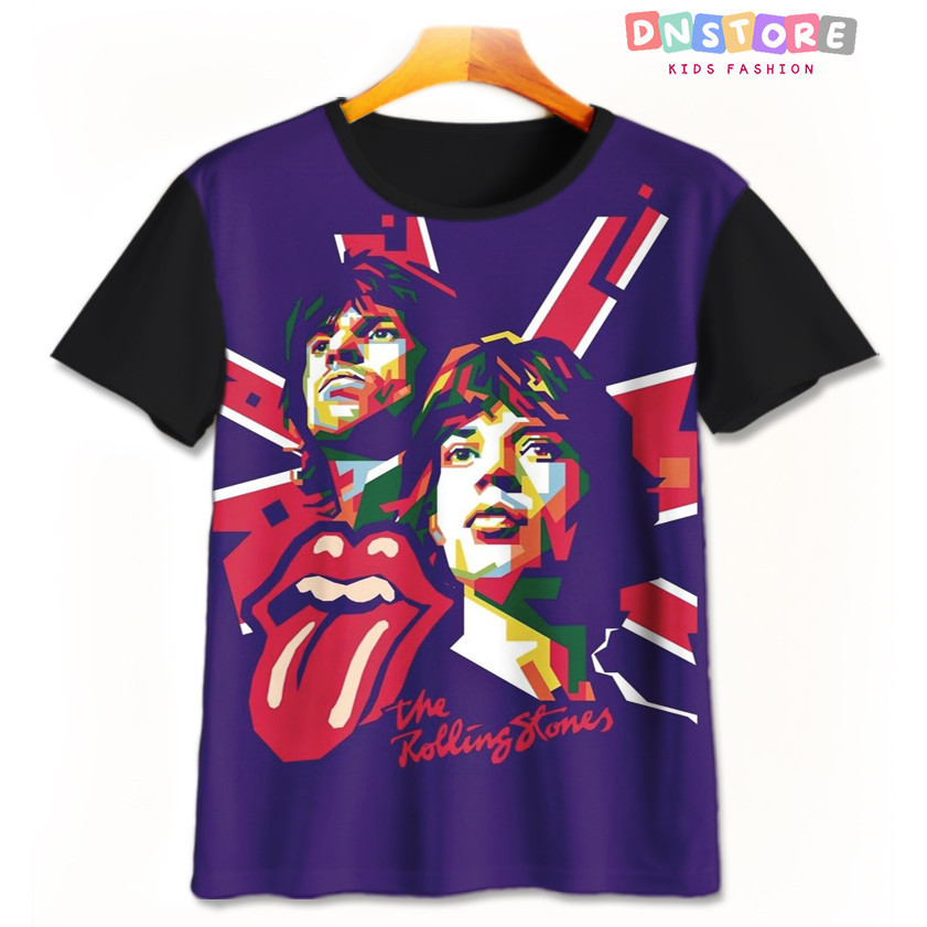 Kaos Anak The Rolling Stones v3 Baju Anak Musik Band The Rolling Stones 3D Printing Untuk Umur 1-12 