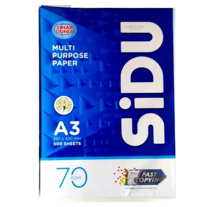 

Sinar Dunia / Sidu Kertas Hvs A3 70 Gsm 297 X 420 Mm