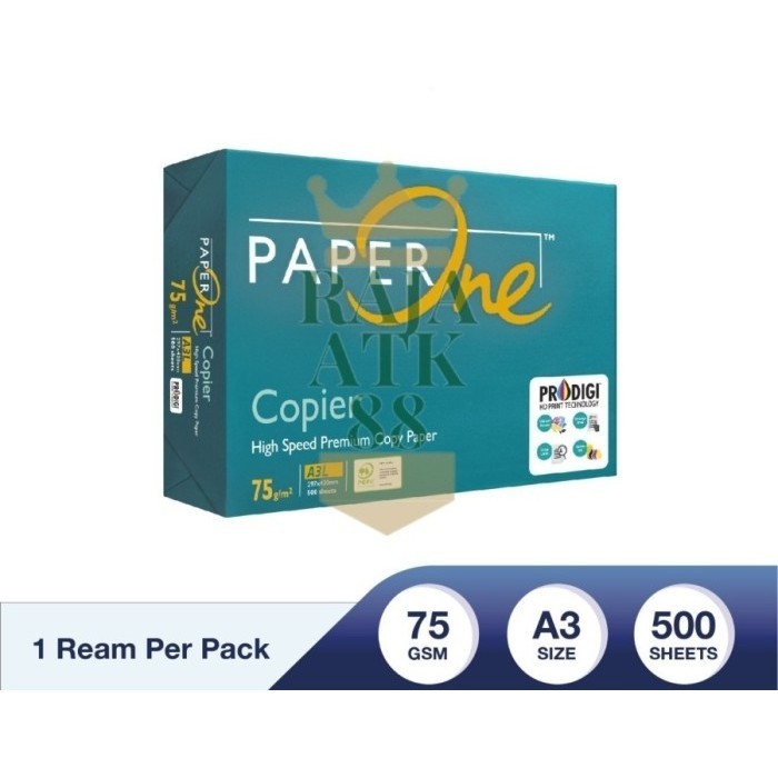 

Kertas Hvs A3 Paperone 70 / 75 Grm Copy Paper - 1 Rim
