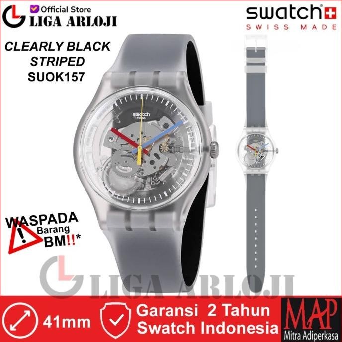 SWATCH SUOK157 CLEARLY BLACK Jam Tangan Pria Analog Original Swiss