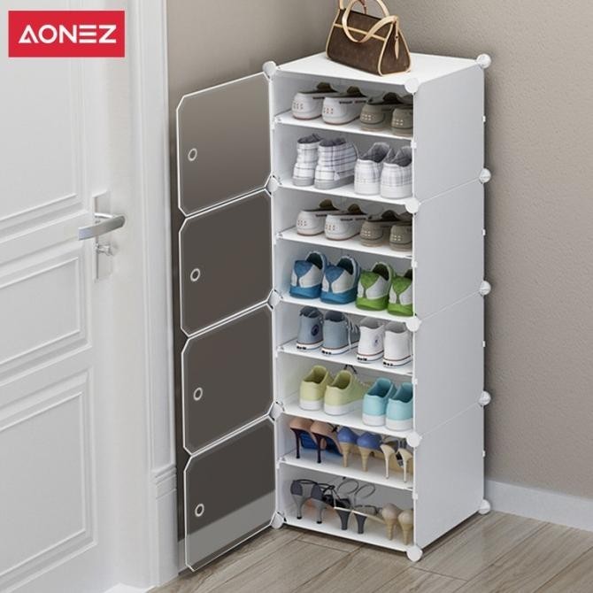 AONEZ Lemari sepatu 8 lapis, lemari sepatu plastik,lemari sepatu besar