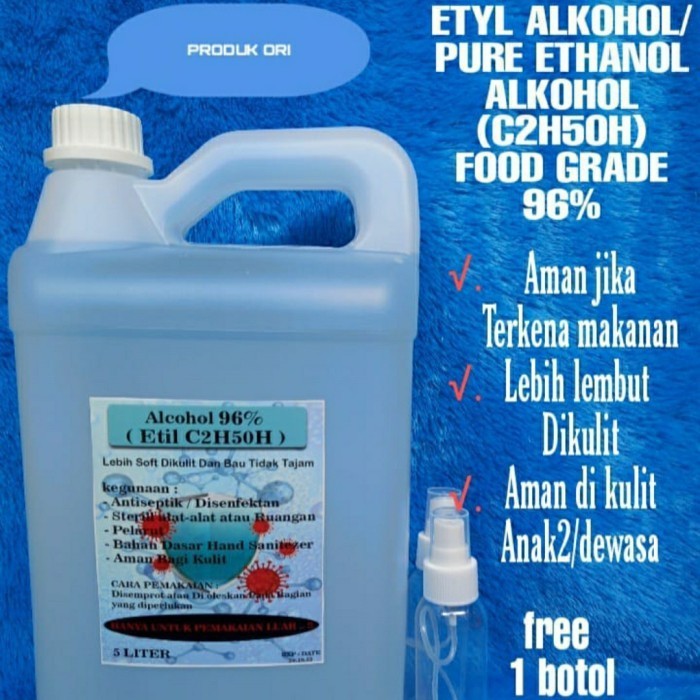 Ready Alkohol ETHANOL Food Grade 5 Liter 96%/Alkohol Ethanol Food Grade