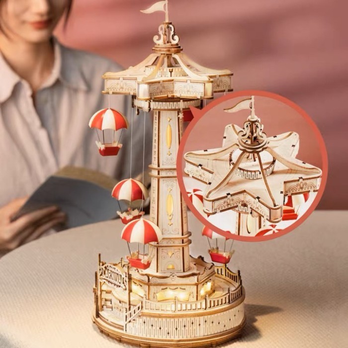 

Robotime Rokr Parachute Tower Mechanical Box 3D Wooden