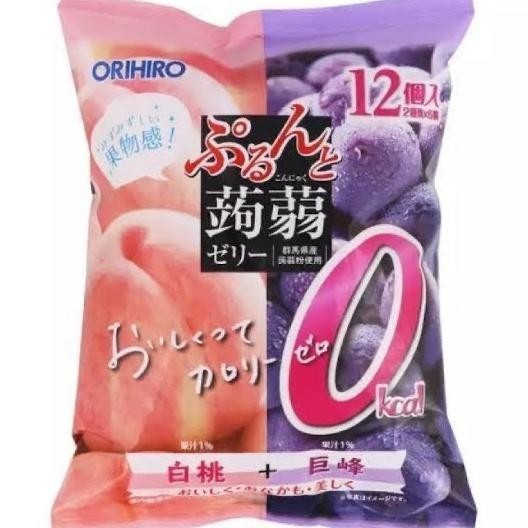 

Orihiro Konyaku Jelly White Peach and Grape 0% calorie isi 12 bungkus