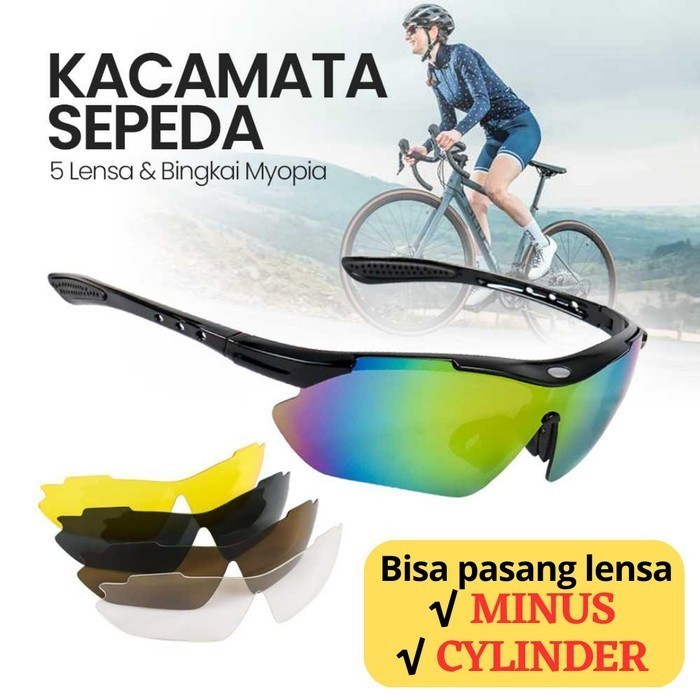 Kacamata Hitam Minus / Cylinder - Kacamata Sepeda Sporty Gowes -