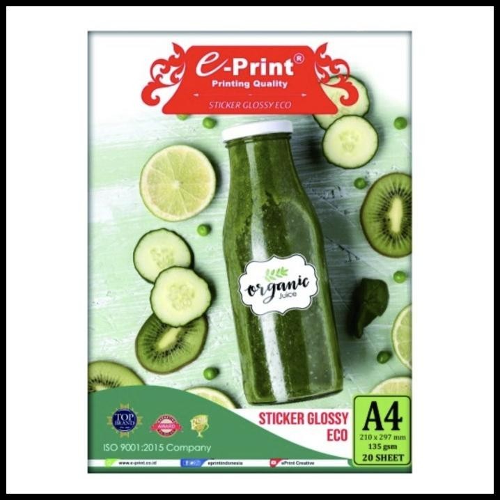 

DISKON E-PRINT GLOSSY STICKER PHOTO PAPER A4 ECO STIKER MURAH TIDAK LUNTUR !!!!!!