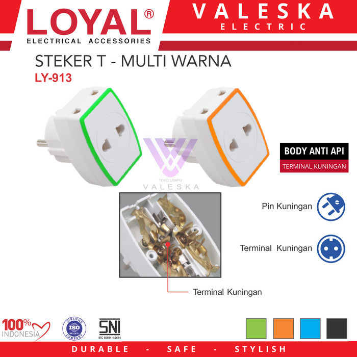 LOYAL Steker T-Multi T Listrik Sambungan T LY-913