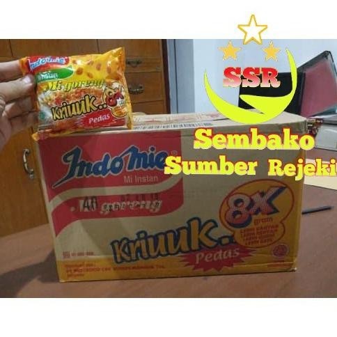 

BIG SALE INDOMIE MIE GORENG KRIUK(KRIUUK.. 8X GRAM)PEDAS 1 DUS/KARTON/ISI 40PCS !!!!!