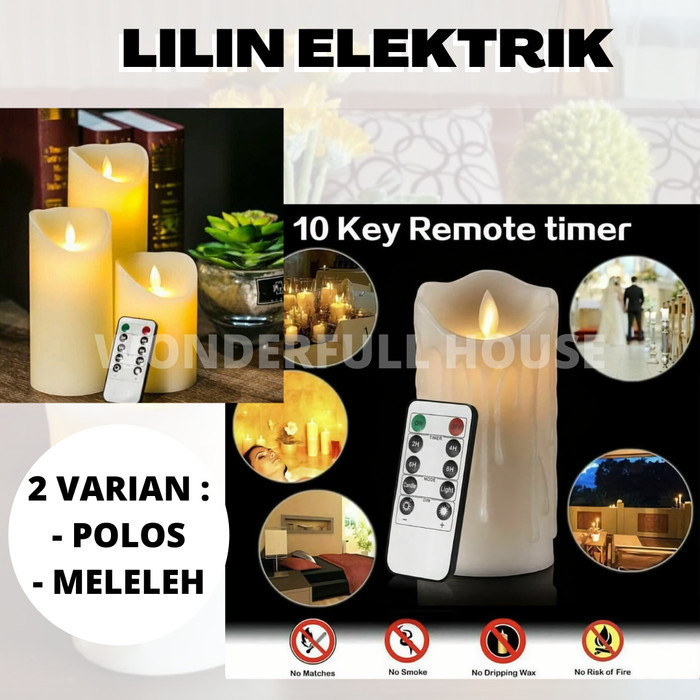 Lilin Elektrik Polos Meleleh Goyang Lilin Wax Remote Control (3Pcs)