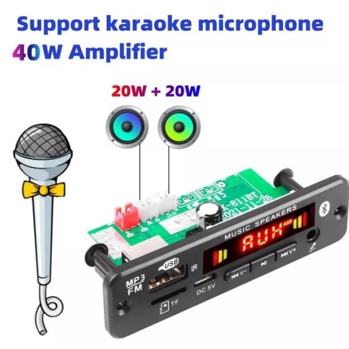 Terbatass KIT MODUL MP3 BLUETOOTH 5.0 AMPLIFIER 2X20W KARAOKE