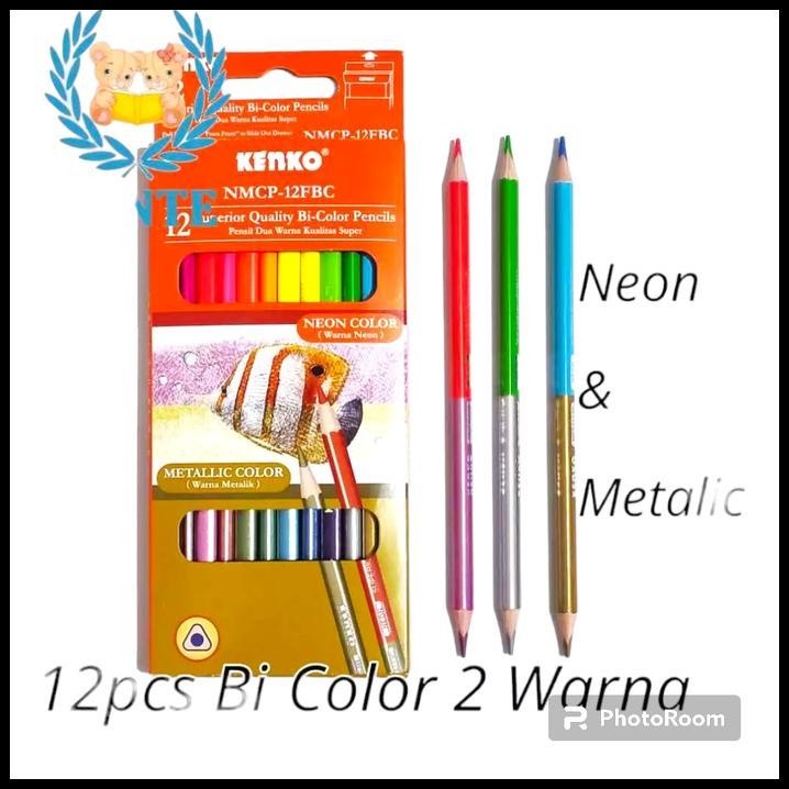 

TERMURAH PENSIL WARNA 12 KENKO BI-COLOR PENCILS NMCP-12FBC METALIK & NEON