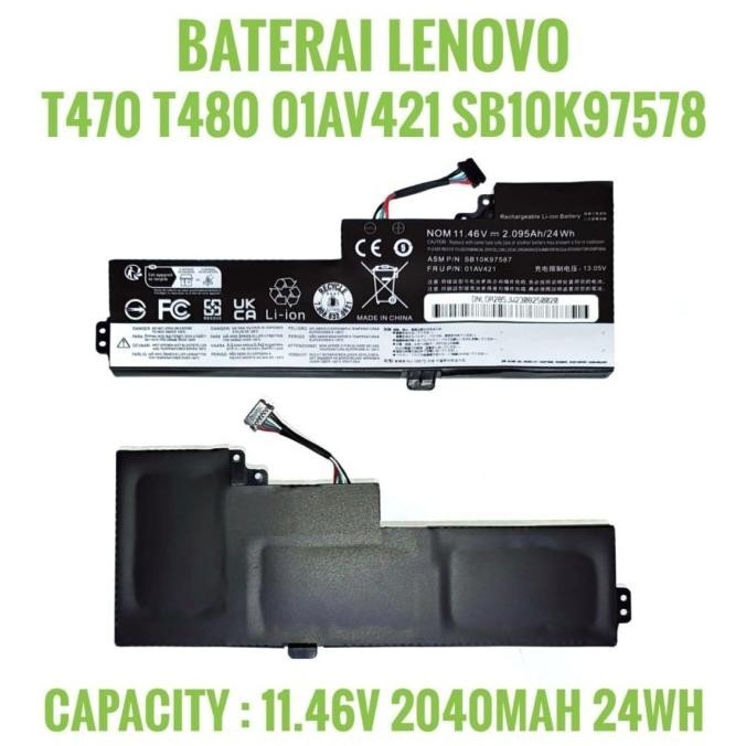 Baterai Thinkpad T470 T480 internal Tanam 01AV421 SB10K97578