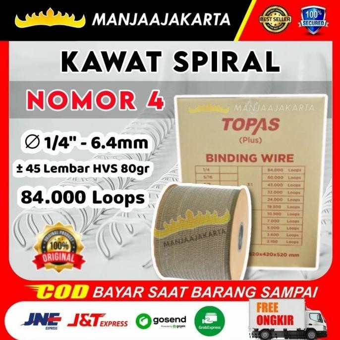 

Kawat Spiral Kalender Topas Plus 1/4Putih Spiral Kawat Roll No 4Putih Kualitas Premium