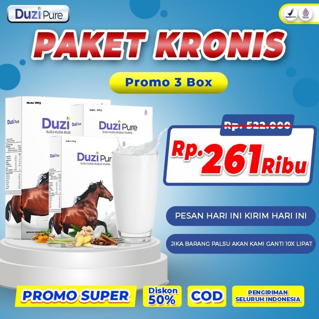 

Duzi Pure Susu Kuda Liar Lombok Alami 1 BOX Kualitas Terbaik