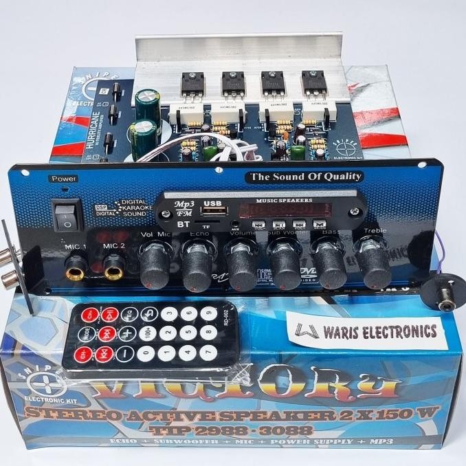kit mesin speaker aktif amplifier modul mp3 usb stereo plus echo mic