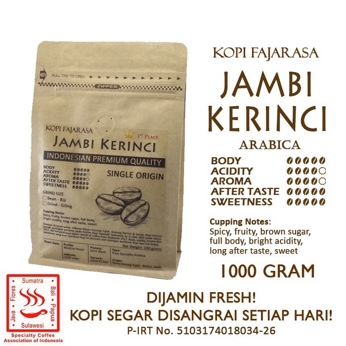 

Kopi Fajarasa Jambi Kerinci Biji Kopi Arabica 1 Kg